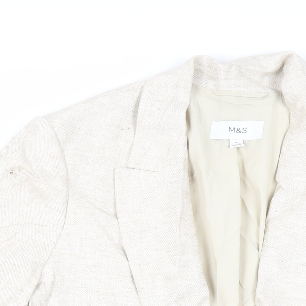 Marks and Spencer Womens Beige Jacket Blazer Size 16 - Open