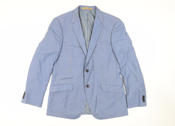 Burton Mens Blue Polyester Jacket Suit Jacket Size 40 Regular