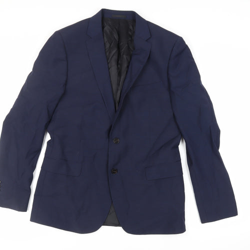 John Lewis Mens Blue Polyester Jacket Suit Jacket Size 40 Regular