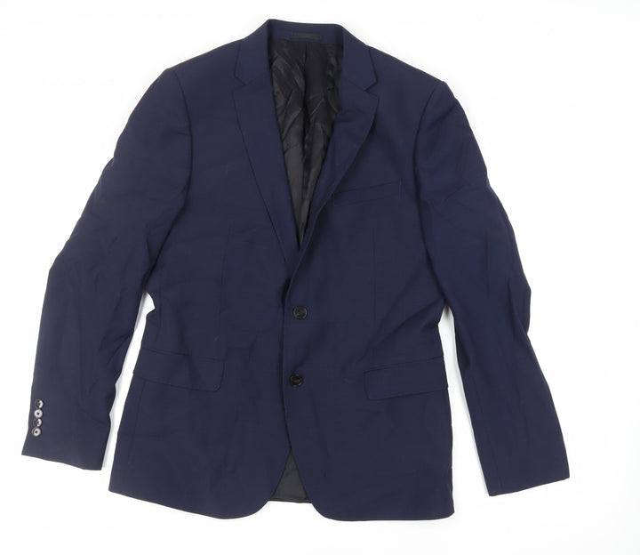 John Lewis Mens Blue Polyester Jacket Suit Jacket Size 40 Regular