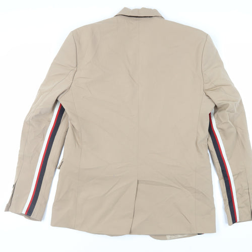 Boohoo Man Mens Beige Jacket Blazer Size 40 Button - Side Stripe Detail
