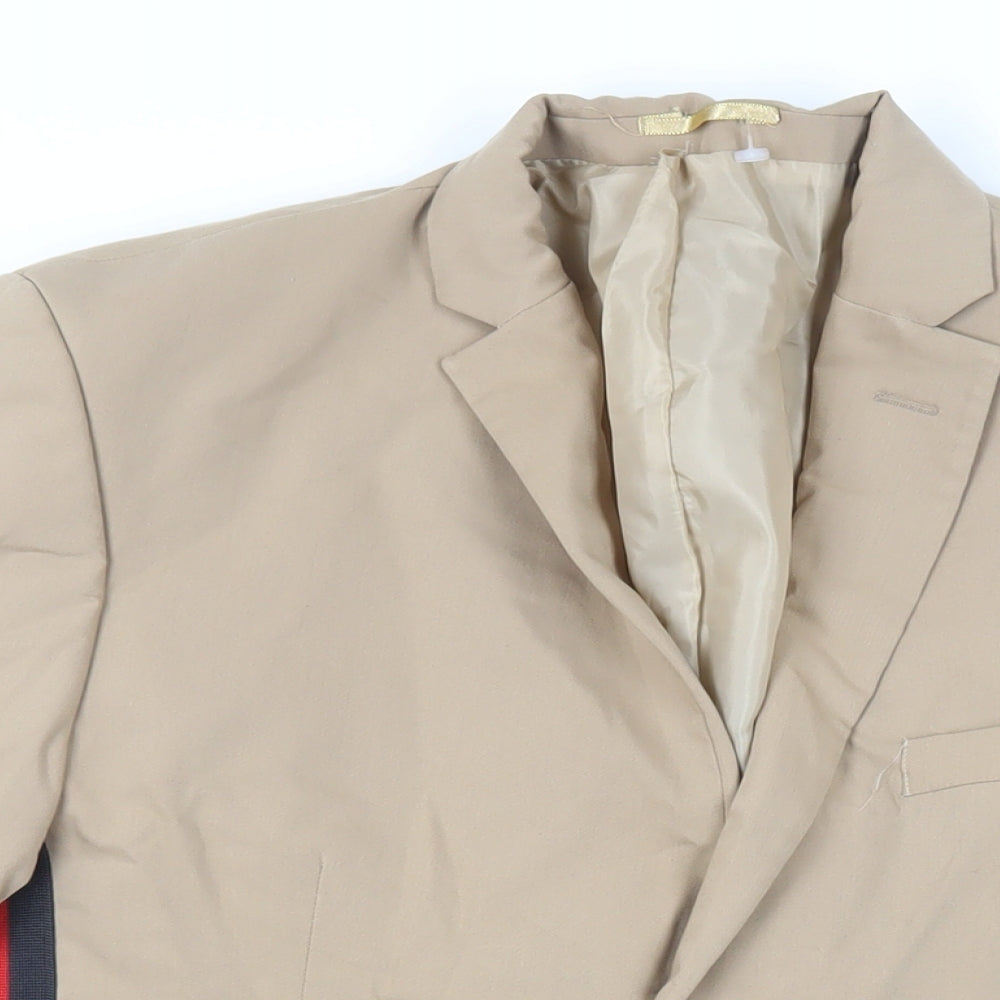 Boohoo Man Mens Beige Jacket Blazer Size 40 Button - Side Stripe Detail