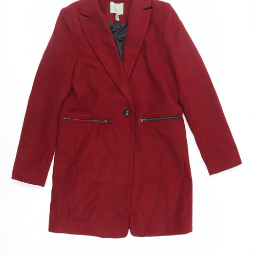 ASOS Womens Red Overcoat Coat Size 6 Button