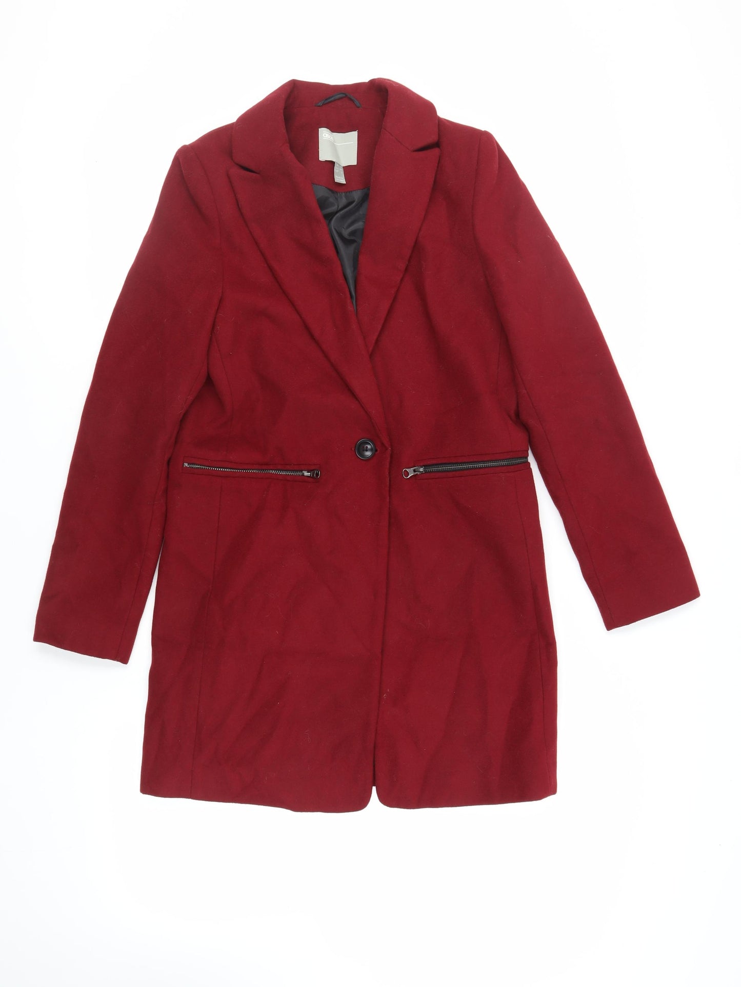 ASOS Womens Red Overcoat Coat Size 6 Button