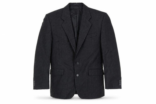 Front view of Douglas men’s grey check wool jacket blazer, size 38, regular