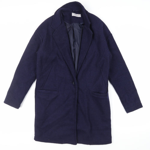 Per Una Womens Blue Overcoat Coat Size 8 Button