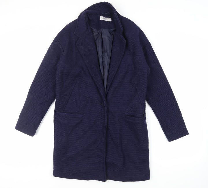 Per Una Womens Blue Overcoat Coat Size 8 Button