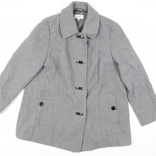 Marks and Spencer Womens Grey Overcoat Coat Size 20 Toggle