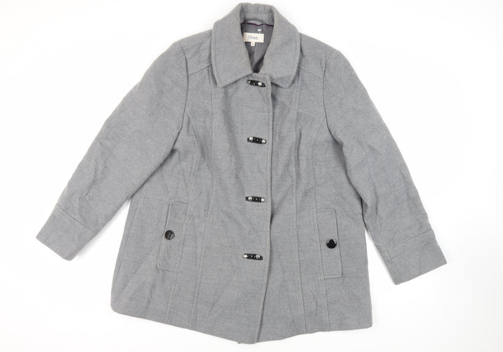 Marks and Spencer Womens Grey Overcoat Coat Size 20 Toggle