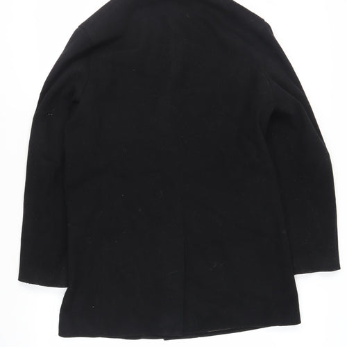 Marks and Spencer Mens Black Overcoat Coat Size L Button