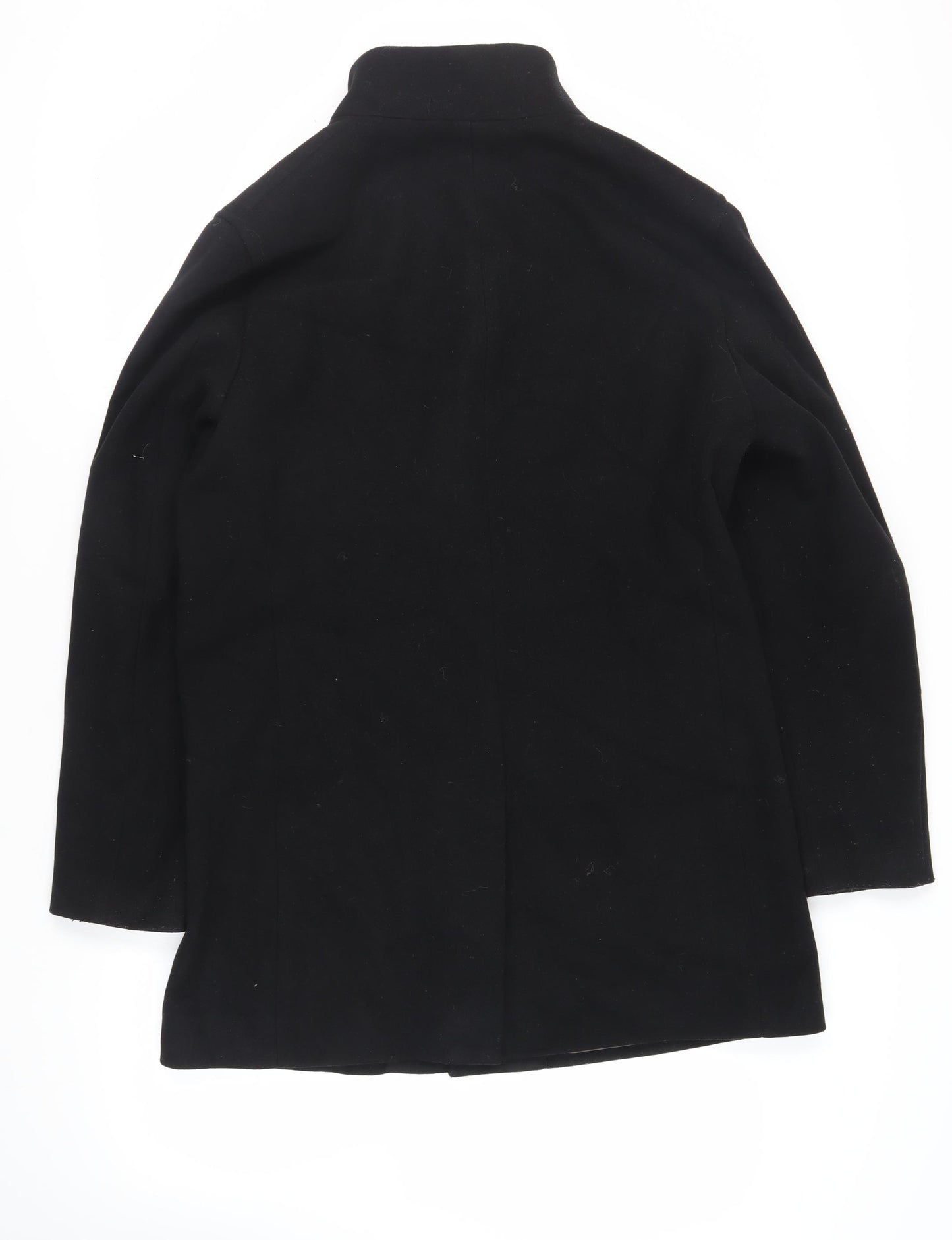 Marks and Spencer Mens Black Overcoat Coat Size L Button
