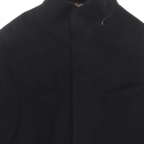 Marks and Spencer Mens Black Overcoat Coat Size L Button