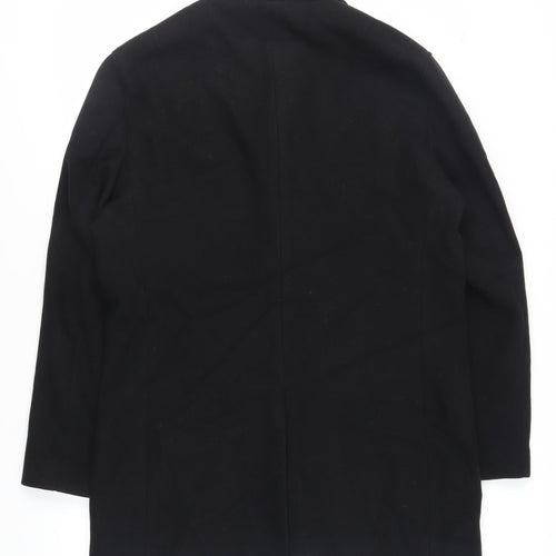 Marks and Spencer Mens Black Overcoat Coat Size L Button