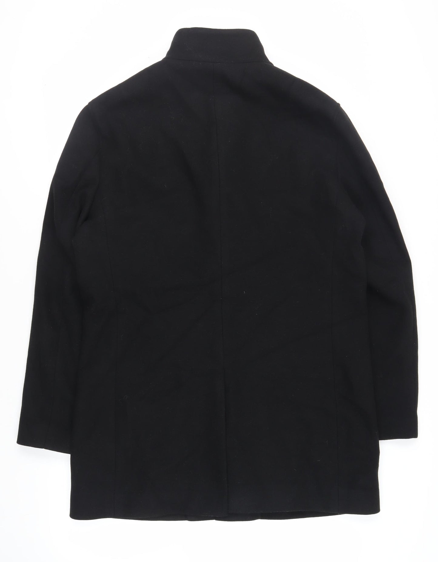 Marks and Spencer Mens Black Overcoat Coat Size L Button