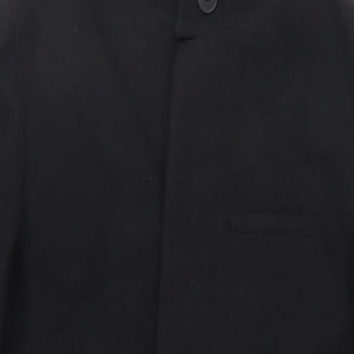 Marks and Spencer Mens Black Overcoat Coat Size L Button