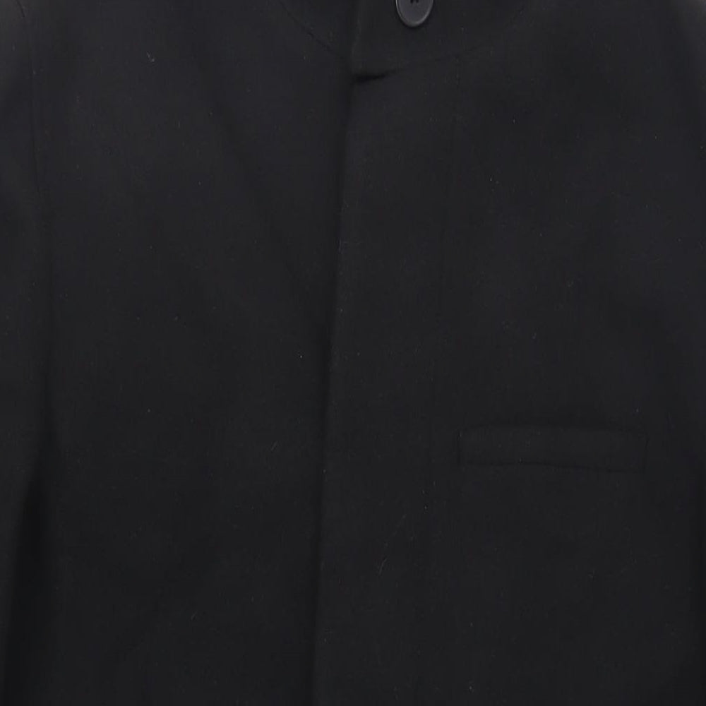 Marks and Spencer Mens Black Overcoat Coat Size L Button