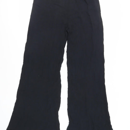 Marks and Spencer Womens Black Viscose Trousers Size 12 L33 in Regular - Long Length