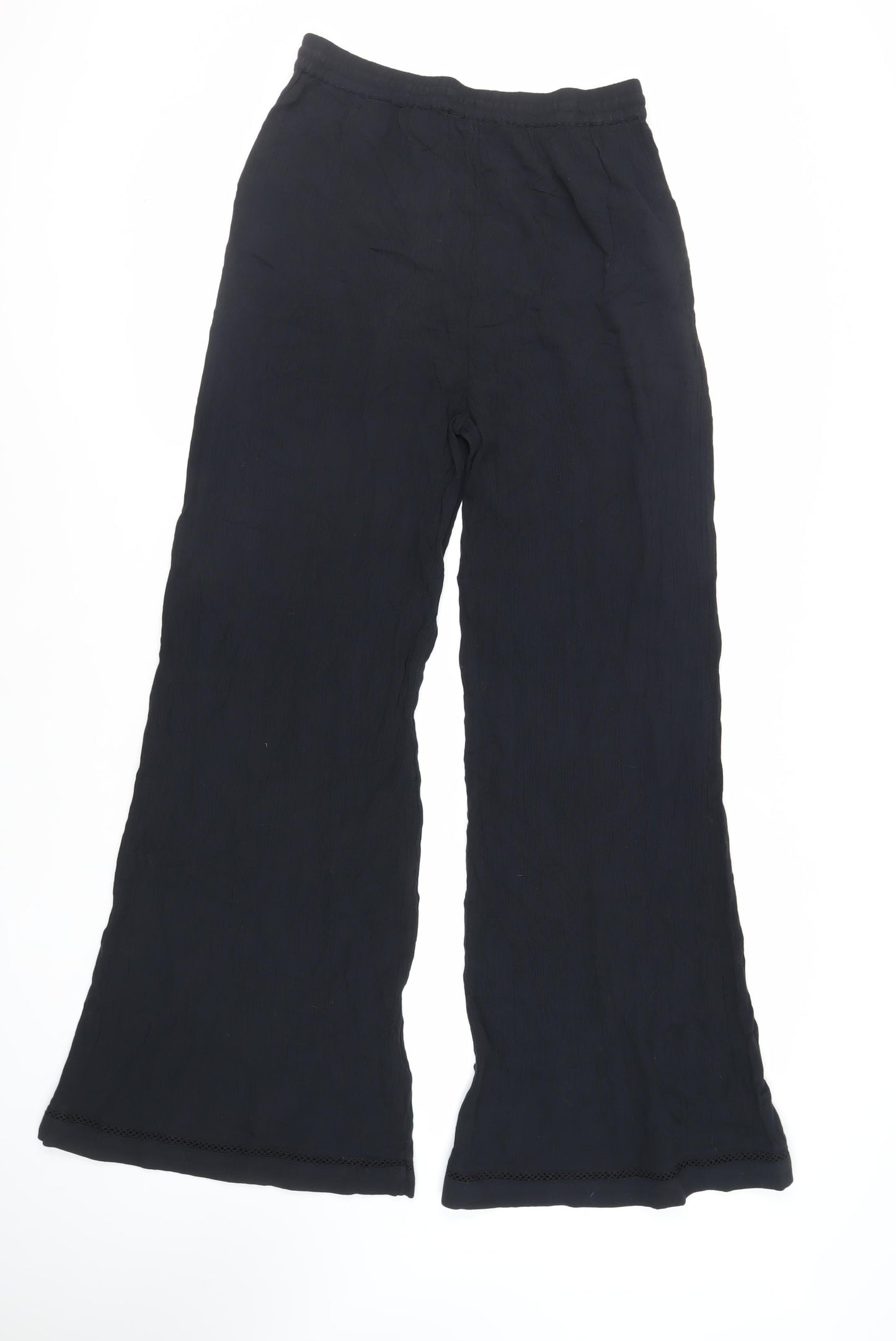 Marks and Spencer Womens Black Viscose Trousers Size 12 L33 in Regular - Long Length