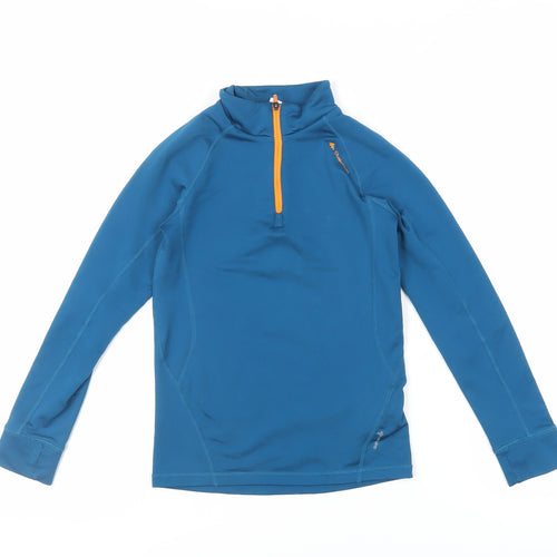 Oxylane Boys Blue Polyester Pullover Sweatshirt Size 10 Years Zip - Lightweight
