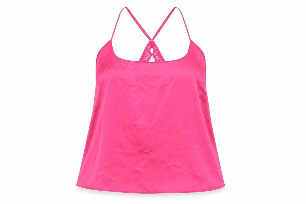 Marks & Spencer Womens Pink Solid Polyester Cami Pyjama Top Size L