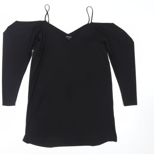 River Island Womens Black Polyester Mini Size 10 Off the Shoulder Pullover