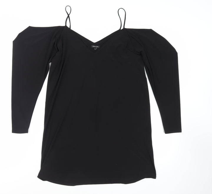 River Island Womens Black Polyester Mini Size 10 Off the Shoulder Pullover