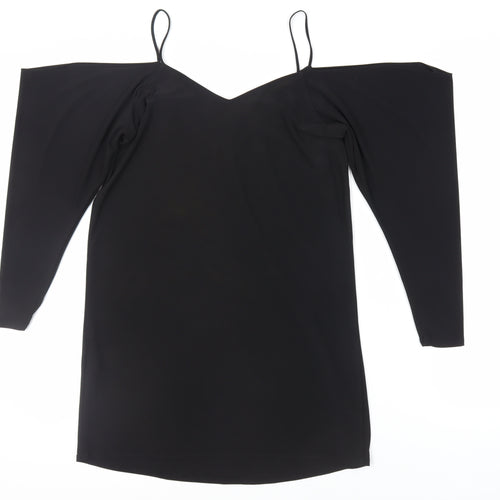 River Island Womens Black Polyester Mini Size 10 Off the Shoulder Pullover
