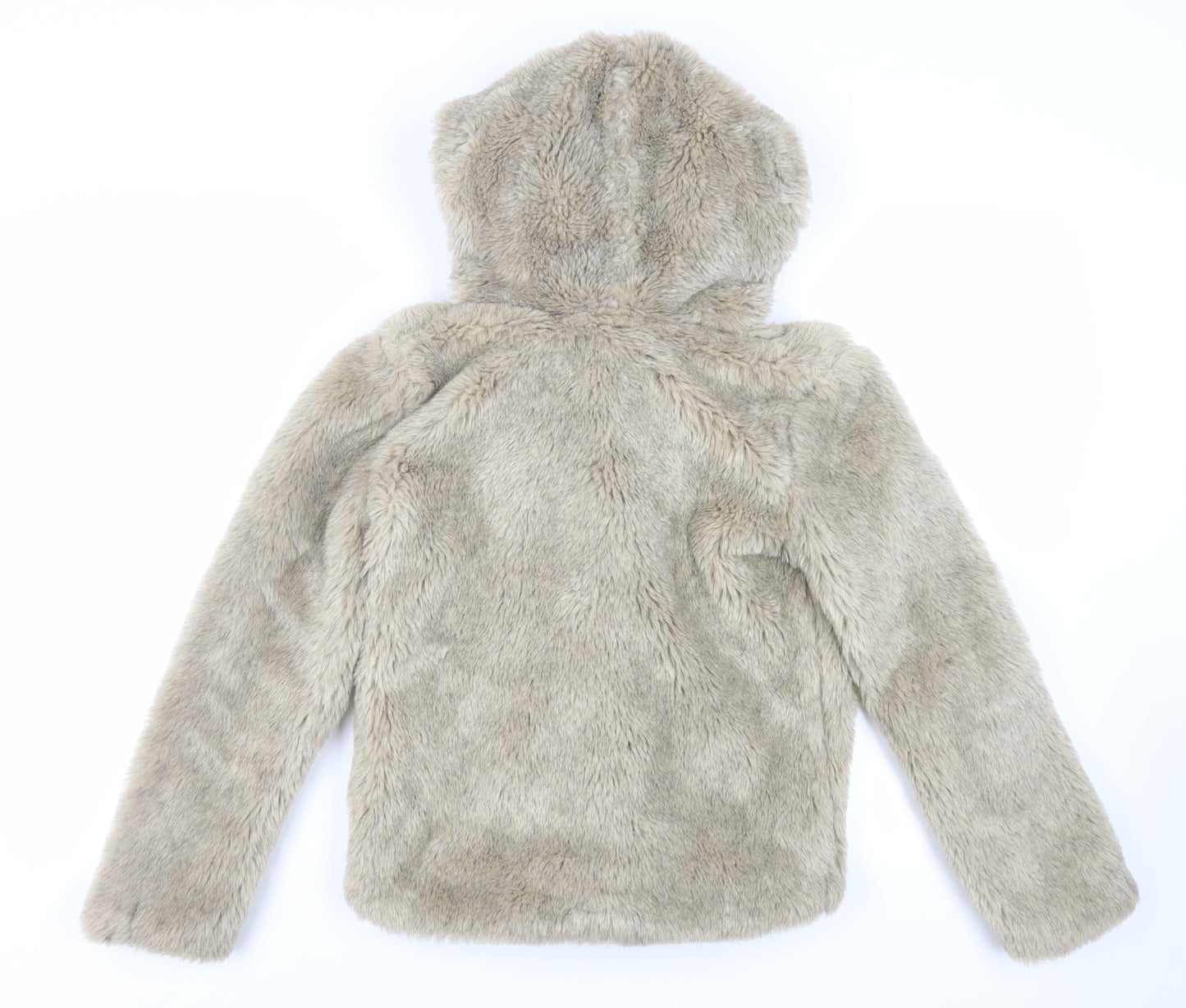 New Look Womens Beige Jacket Size 8 Toggle - Faux Fur