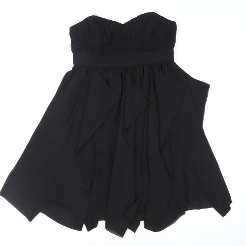 ASOS Womens Black Polyester A-Line Size 12 Sweetheart Zip - Strapless
