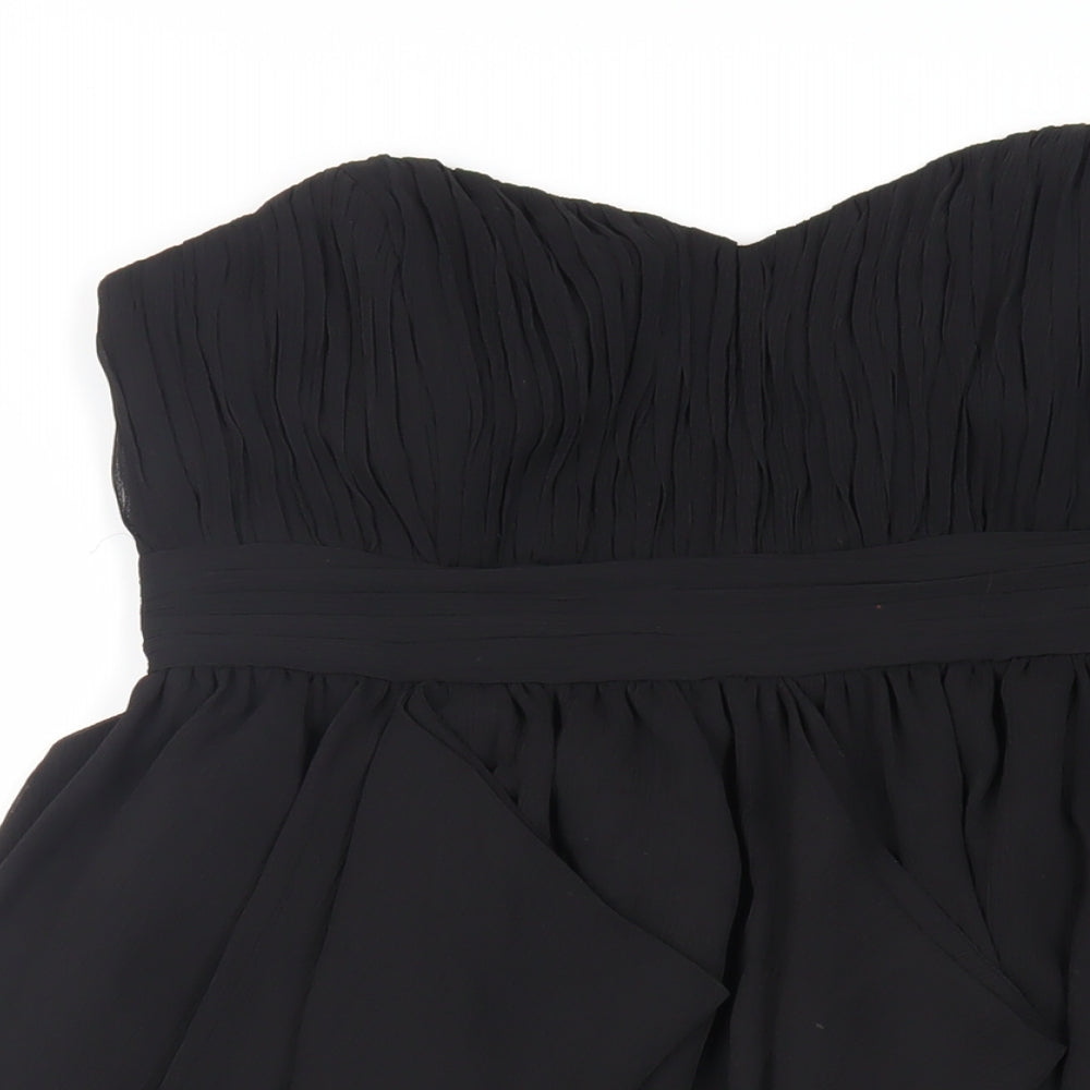 ASOS Womens Black Polyester A-Line Size 12 Sweetheart Zip - Strapless