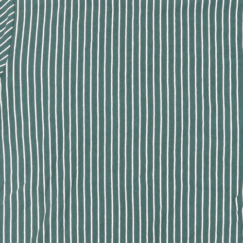 Casual Friday Mens Green Striped Cotton T-Shirt Size S Crew Neck