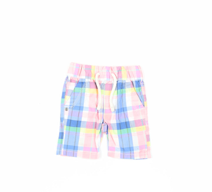 NEXT Baby Multicoloured Plaid Polyester Cropped Trousers Size 6-9 Months Drawstring