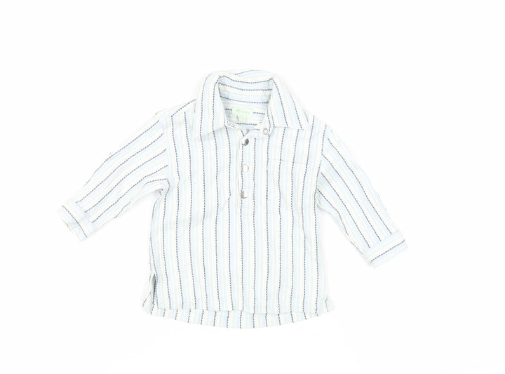 Monsoon Baby Blue Striped Cotton Basic Blouse Size 6-9 Months Collared Snap