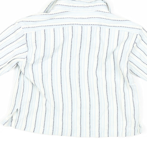 Monsoon Baby Blue Striped Cotton Basic Blouse Size 6-9 Months Collared Snap