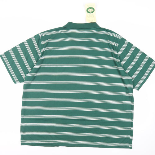 Premier Man Mens Green Striped Polyester Polo Size XL Collared Button