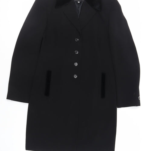 Barisal Womens Black Overcoat Coat Size 12 Button - Lightweight
