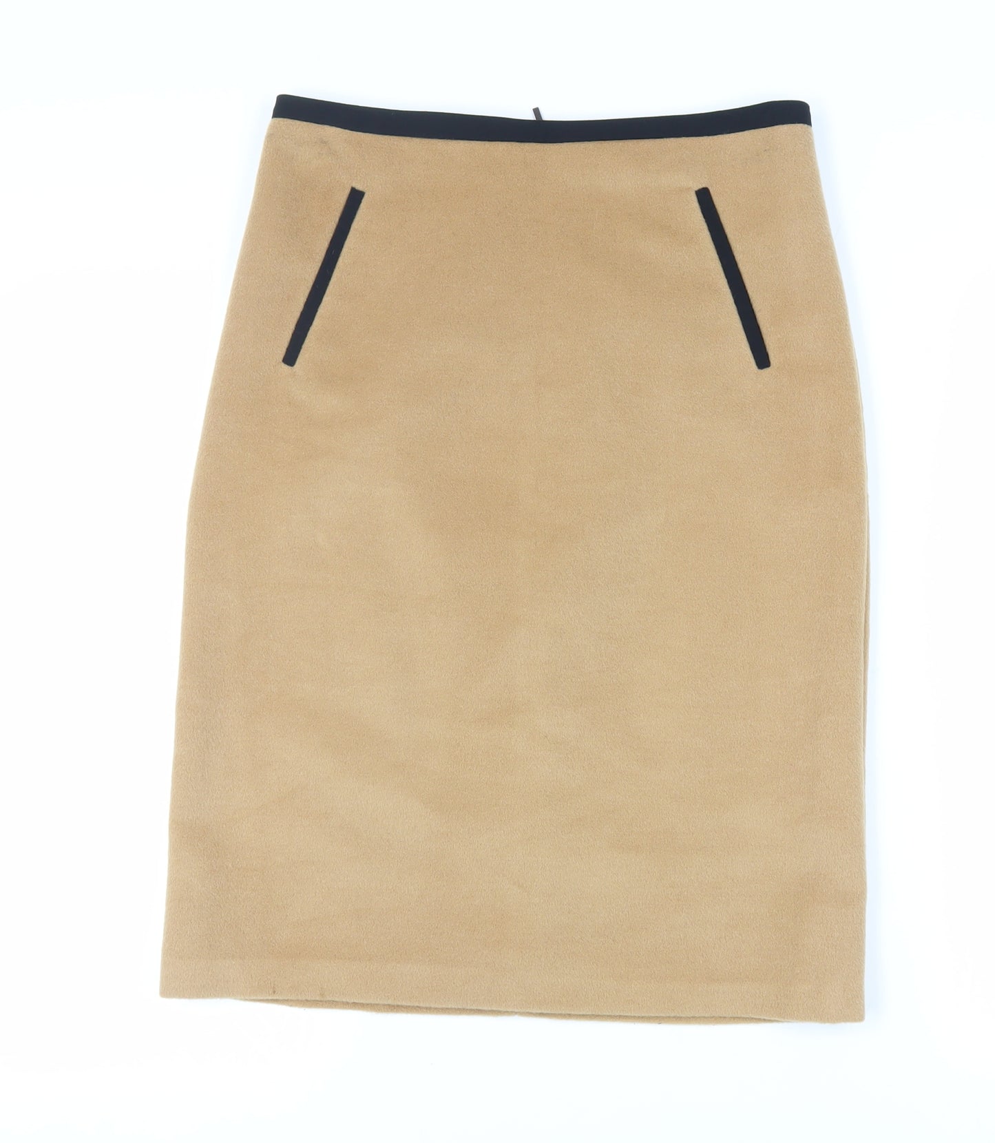 Marks and Spencer Womens Beige Polyester Straight & Pencil Skirt Size 10 Zip - Lined
