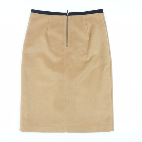 Marks and Spencer Womens Beige Polyester Straight & Pencil Skirt Size 10 Zip - Lined
