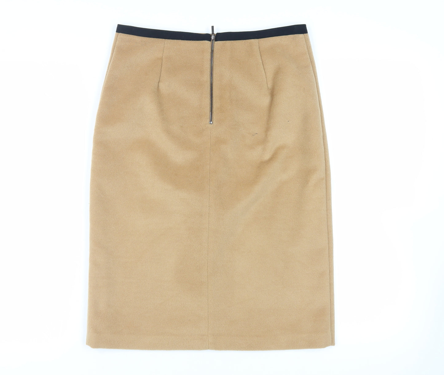 Marks and Spencer Womens Beige Polyester Straight & Pencil Skirt Size 10 Zip - Lined