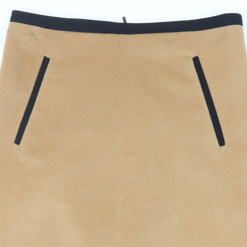 Marks and Spencer Womens Beige Polyester Straight & Pencil Skirt Size 10 Zip - Lined