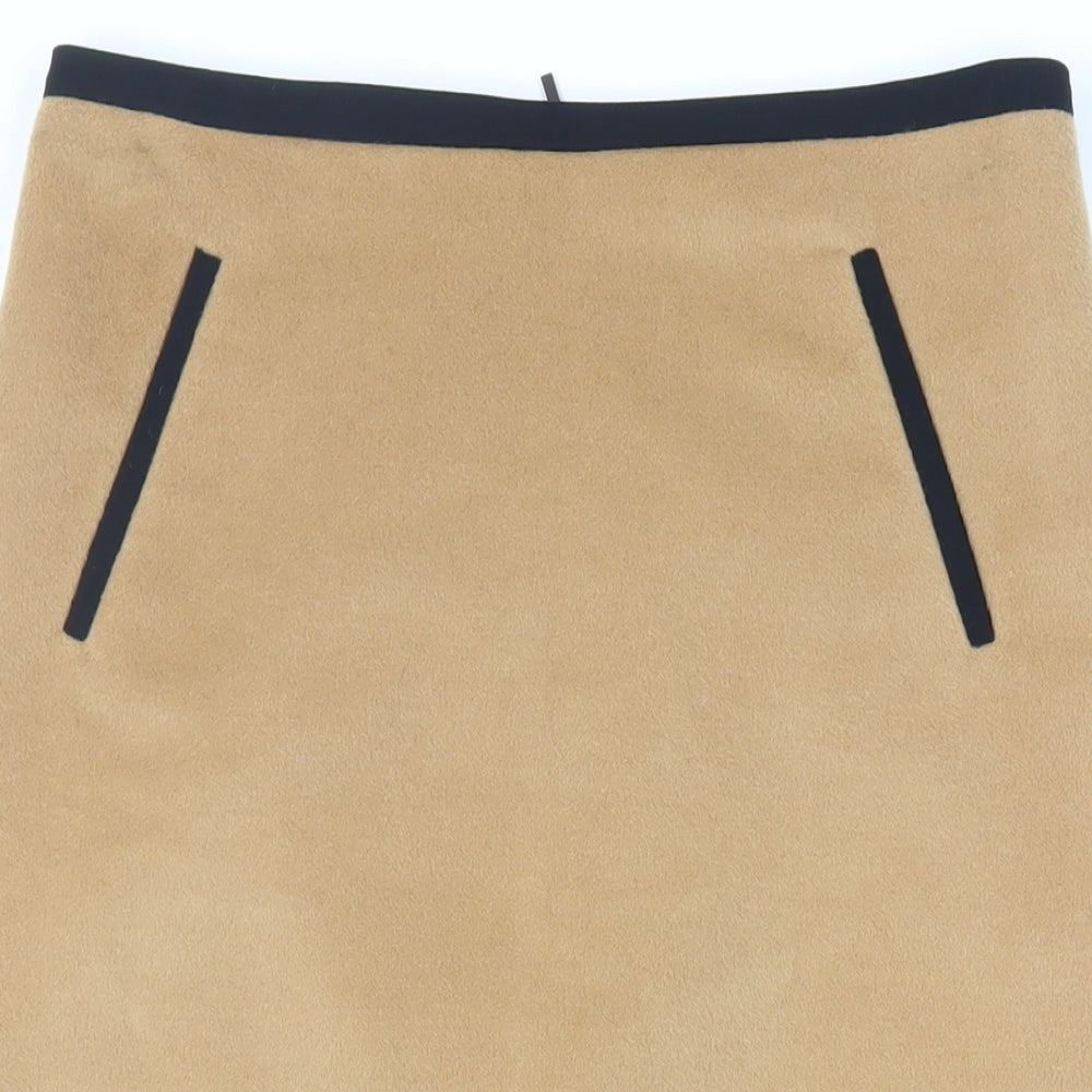 Marks and Spencer Womens Beige Polyester Straight & Pencil Skirt Size 10 Zip - Lined