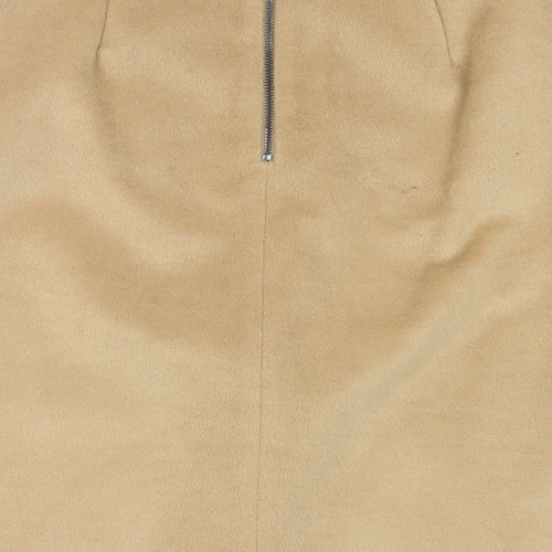 Marks and Spencer Womens Beige Polyester Straight & Pencil Skirt Size 10 Zip - Lined