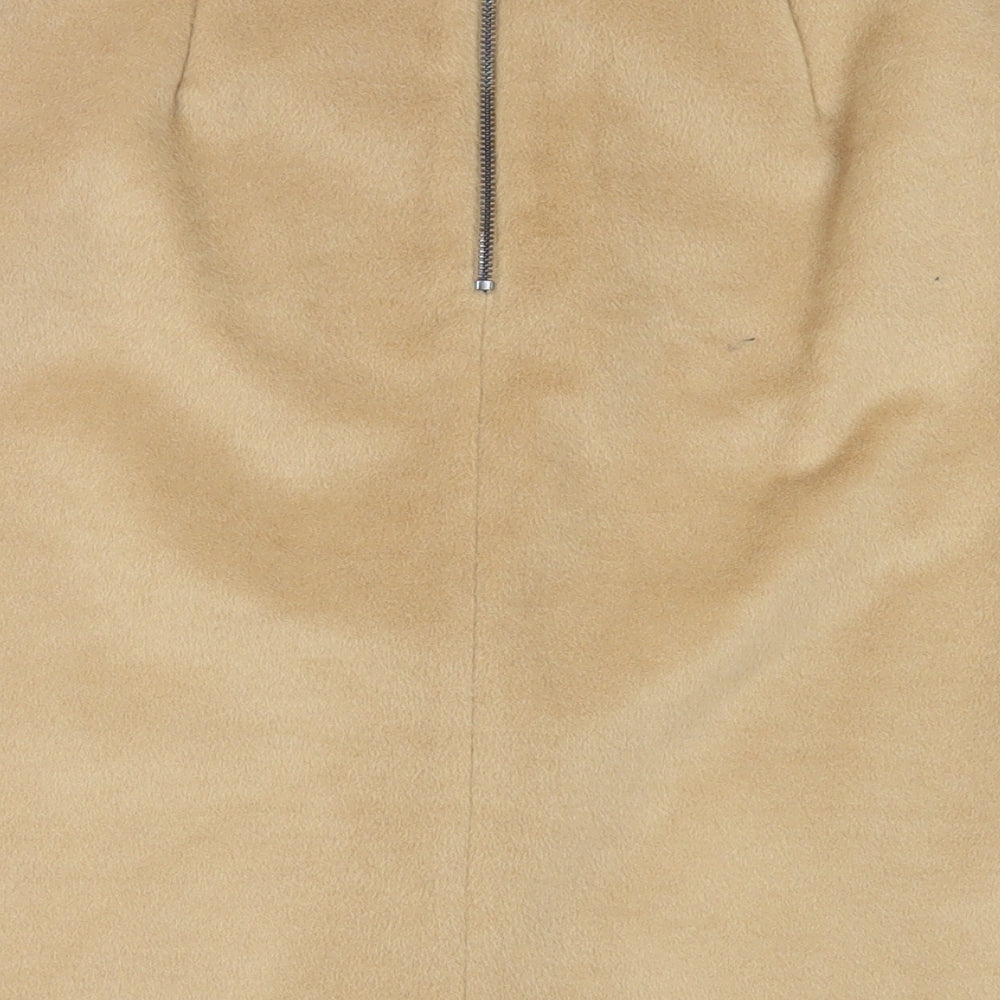 Marks and Spencer Womens Beige Polyester Straight & Pencil Skirt Size 10 Zip - Lined