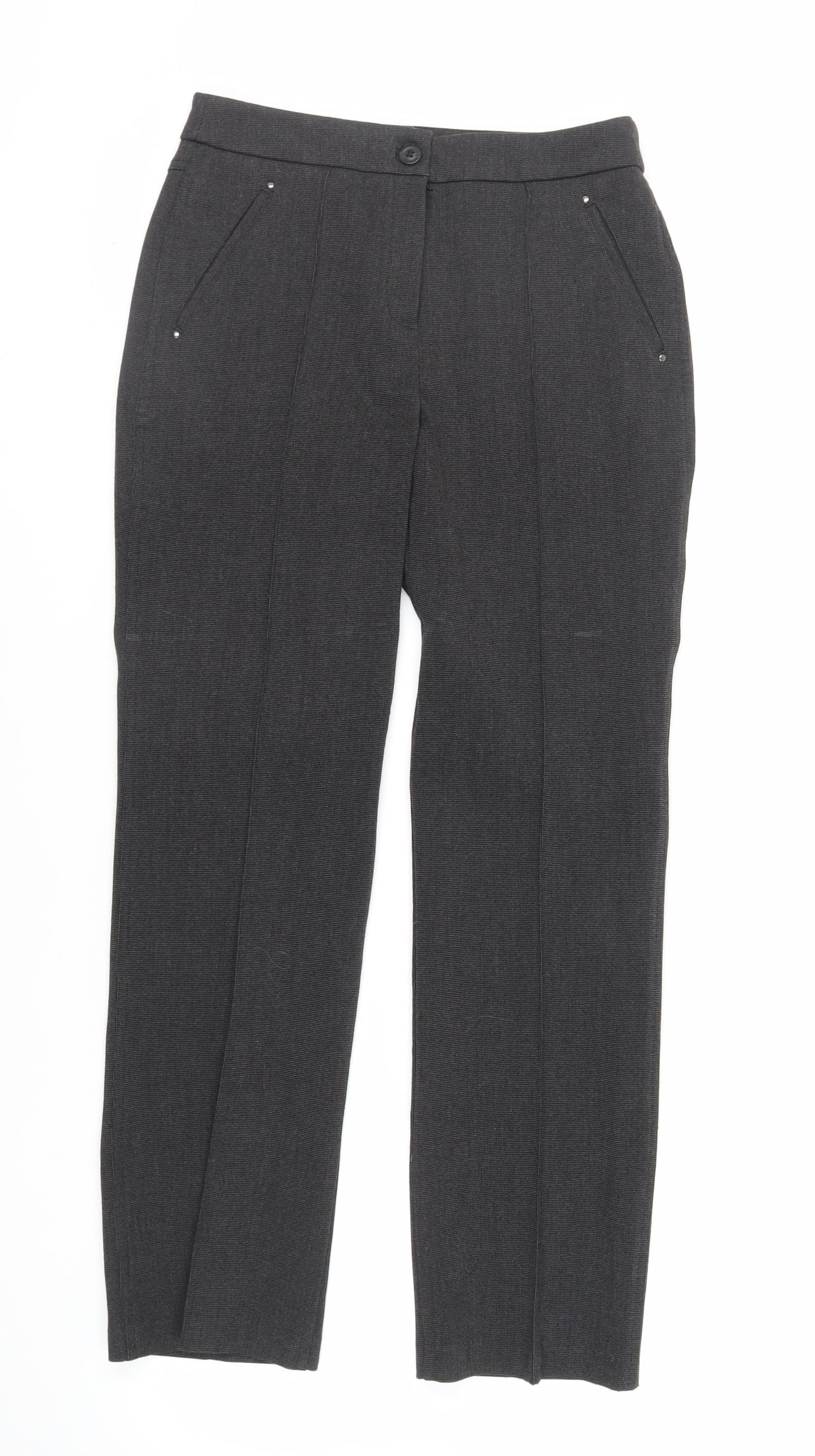 Marks and Spencer Womens Black Polyester Dress Pants Trousers Size 8 L29 in Regular Zip