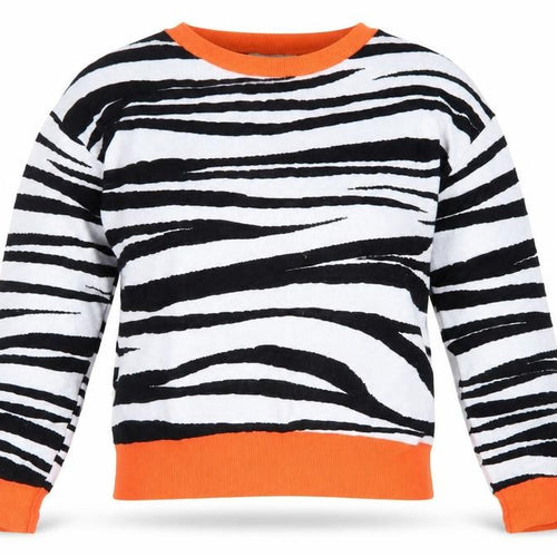 Liquorish Womens White Crew Neck Animal Print Viscose Pullover Jumper Size S - Zebra Print