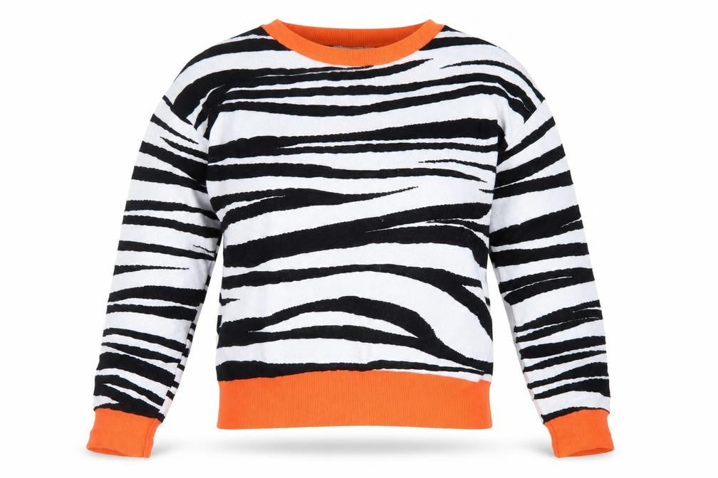 Liquorish Womens White Crew Neck Animal Print Viscose Pullover Jumper Size S - Zebra Print