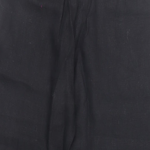 Marks and Spencer Womens Black Linen Trousers Size 10 L26 in Regular Drawstring - Short Length