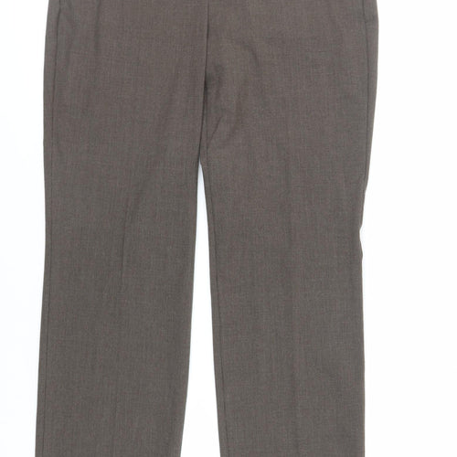 Marks and Spencer Womens Brown Polyester Trousers Size 8 L30 in Regular Zip