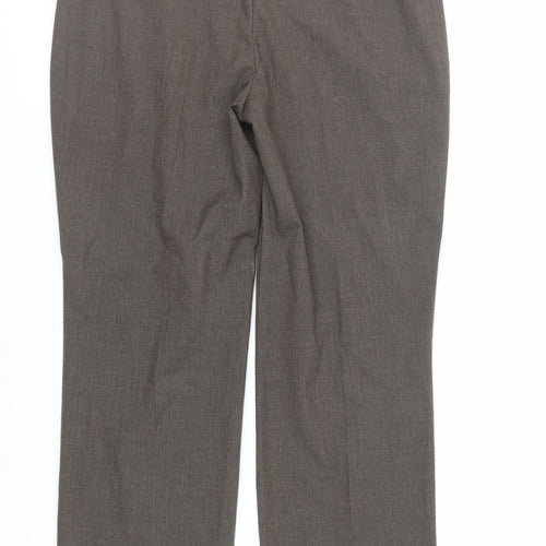 Marks and Spencer Womens Brown Polyester Trousers Size 8 L30 in Regular Zip