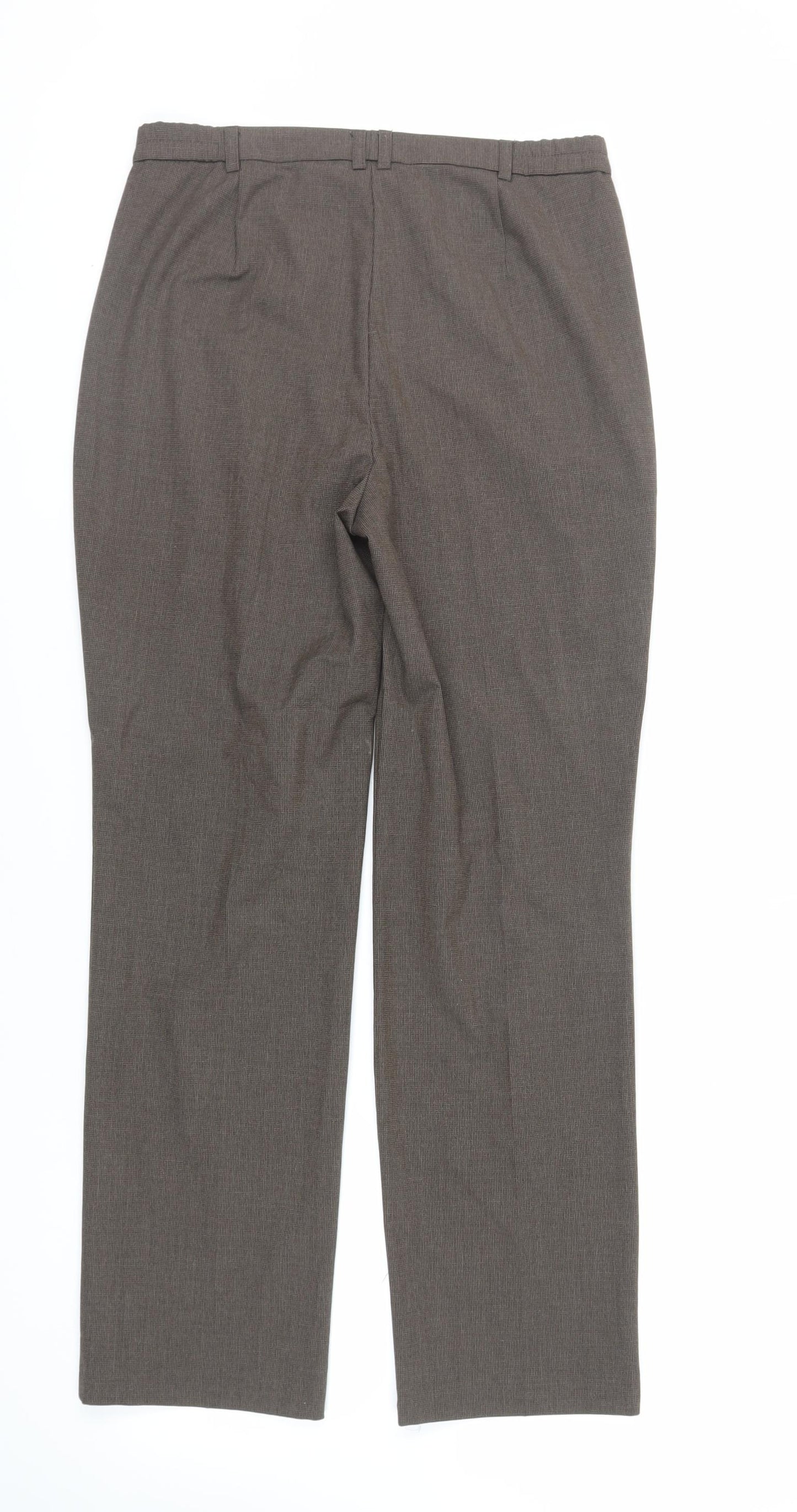 Marks and Spencer Womens Brown Polyester Trousers Size 8 L30 in Regular Zip